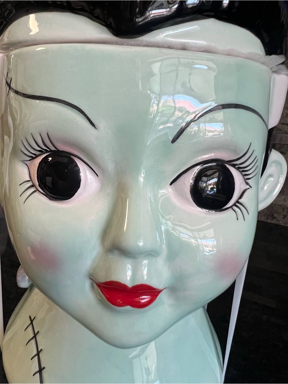 BRIDE OF FRANKENSTEIN Ceramic Bust Halloween Canister/Cookie Jar-AMAZING!! - Picture 6 of 9